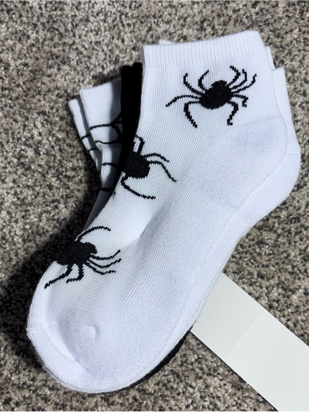Halloween Socks Spiderwebs and Black Spider, Striped and Solid Design Size 5-10